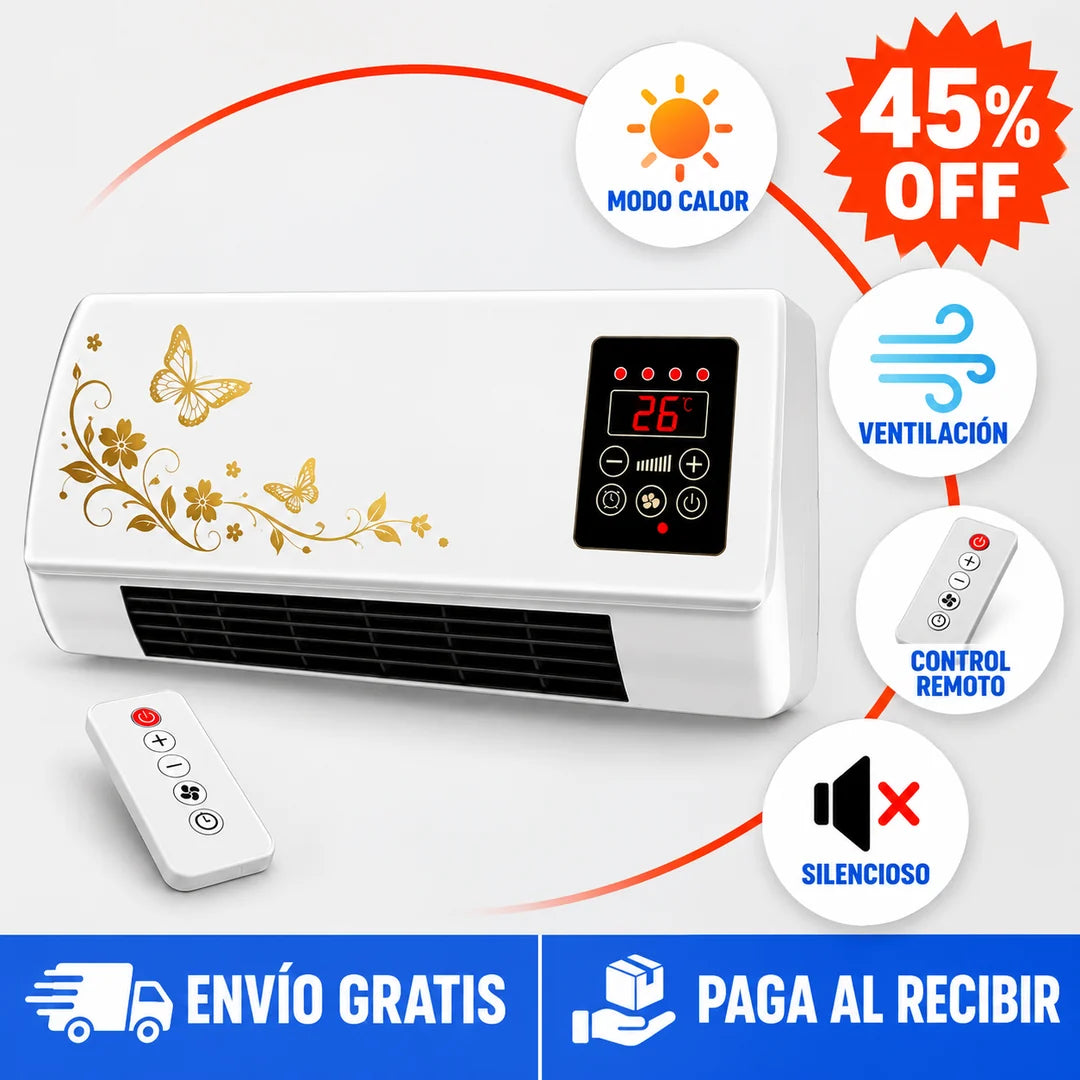 Aire Acondicionado Portátil de Pared 2x1 – Modo Calor y Ventilación con Control Remoto · 45% OFF